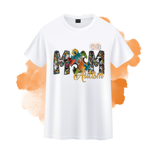 MOM Puzzle Print Autism Awareness T-Shirt