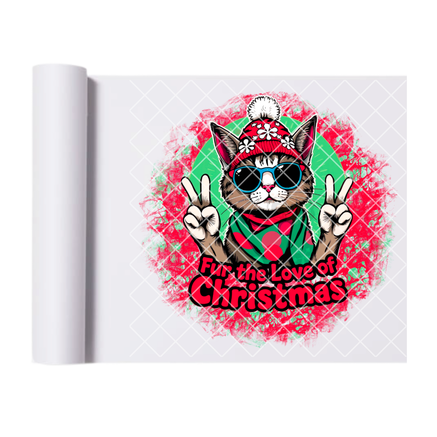 Fur the love of Christmas red and green film t shirt transfer