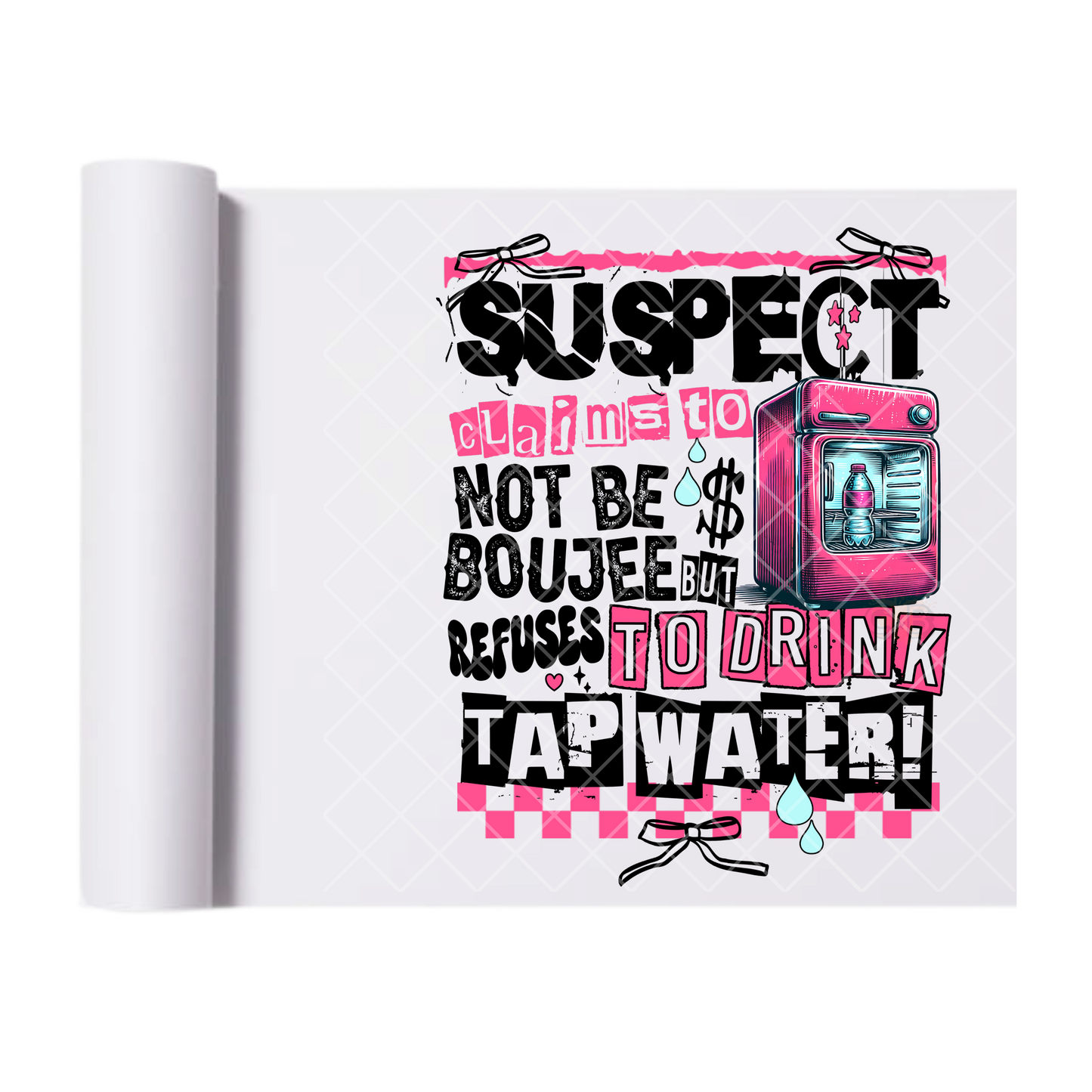 Boujee Suspect - Direct Print Film Transfer for T-Shirts, Cotton, Polyester & Blends - High-Quality Print