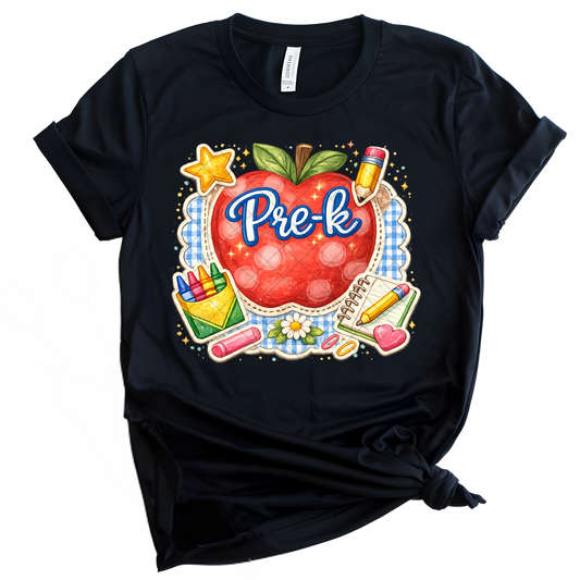 Pre-K Apple & Pencil - Premium Graphic T-Shirt for Casual Wear