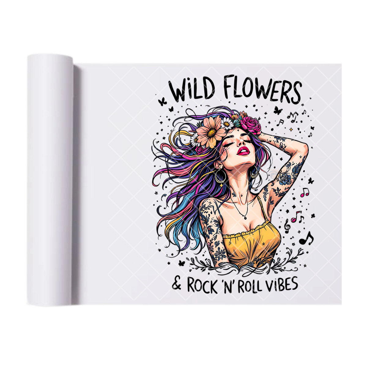 Wild Flowers, Loud Soul - Ready To Press Print Transfer for Apparel, Cotton, Polyester & Blends - High-Quality Print- Commercial Grade