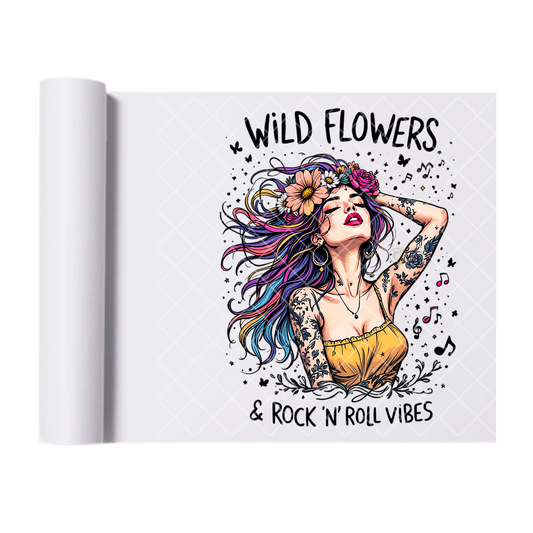 Wild Flowers, Loud Soul - Ready To Press Print Transfer for Apparel, Cotton, Polyester & Blends - High-Quality Print- Commercial Grade