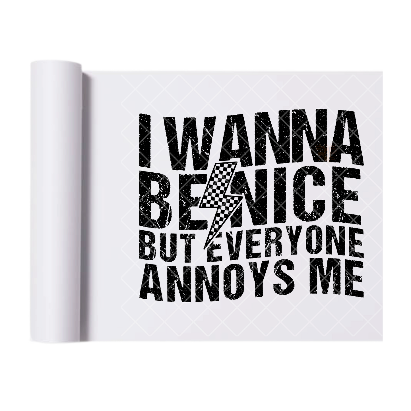 I Want To Be Nice - Ready To Press Print Transfer for Apparel, Cotton, Polyester & Blends - High-Quality Print- Commercial Grade