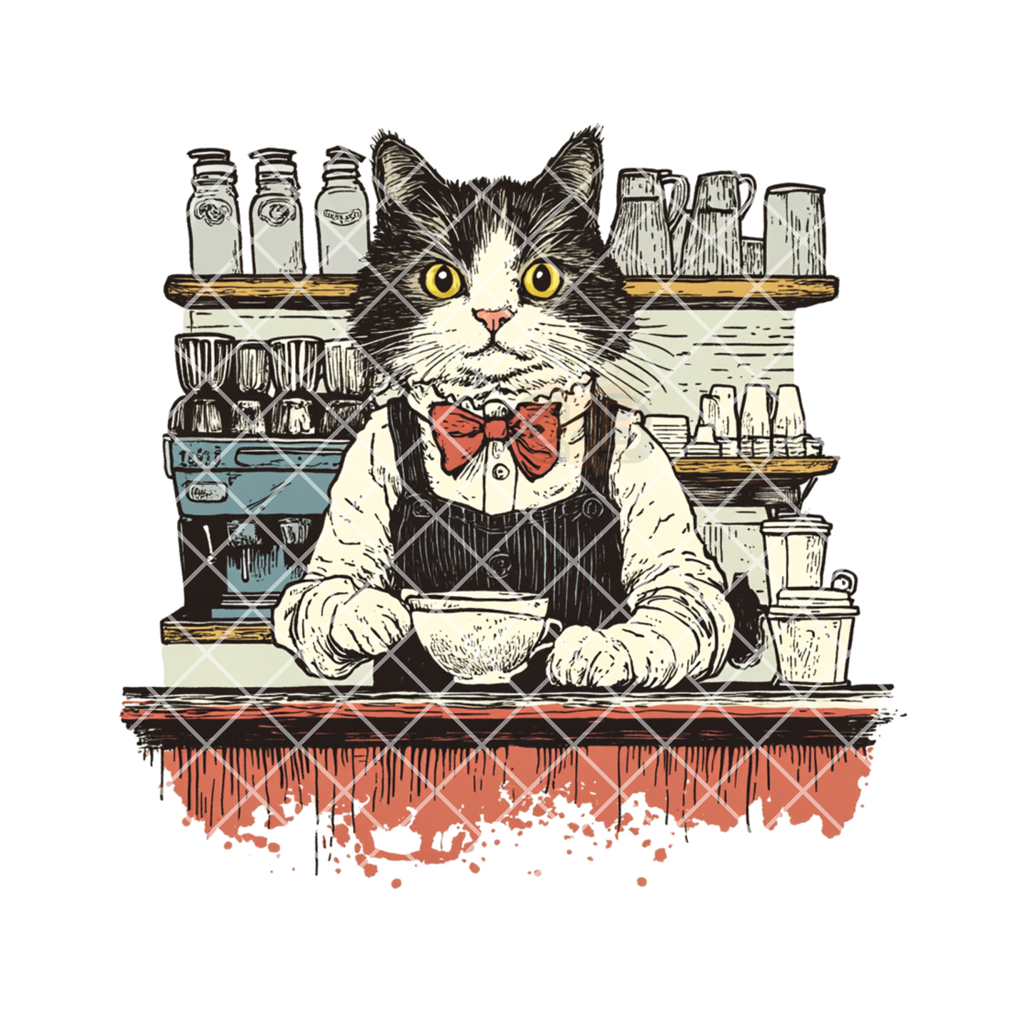 Cat bartender PNG