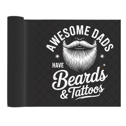Awesome Dads Have Beards - Direct-To-Film Heat Transfer for T-Shirts, Cotton, Polyester & Blends - High-Quality Print