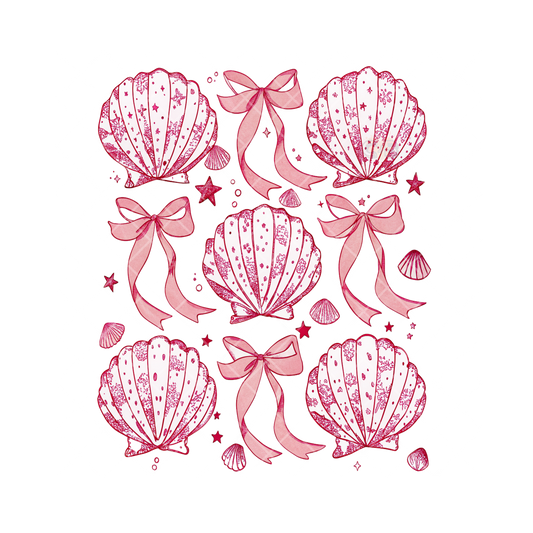 Pink Shells Ribbons Stars PNG