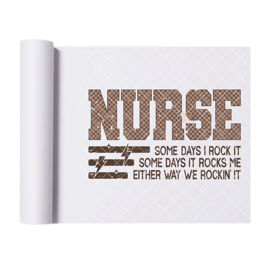 Rockin Nurse - Direct Print Film Transfer for T-Shirts, Cotton, Polyester & Blends - High-Quality Print