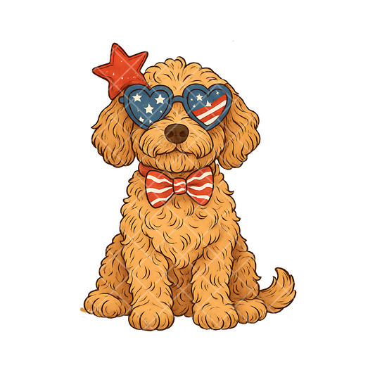 Pup with Flag Shades Red Star PNG