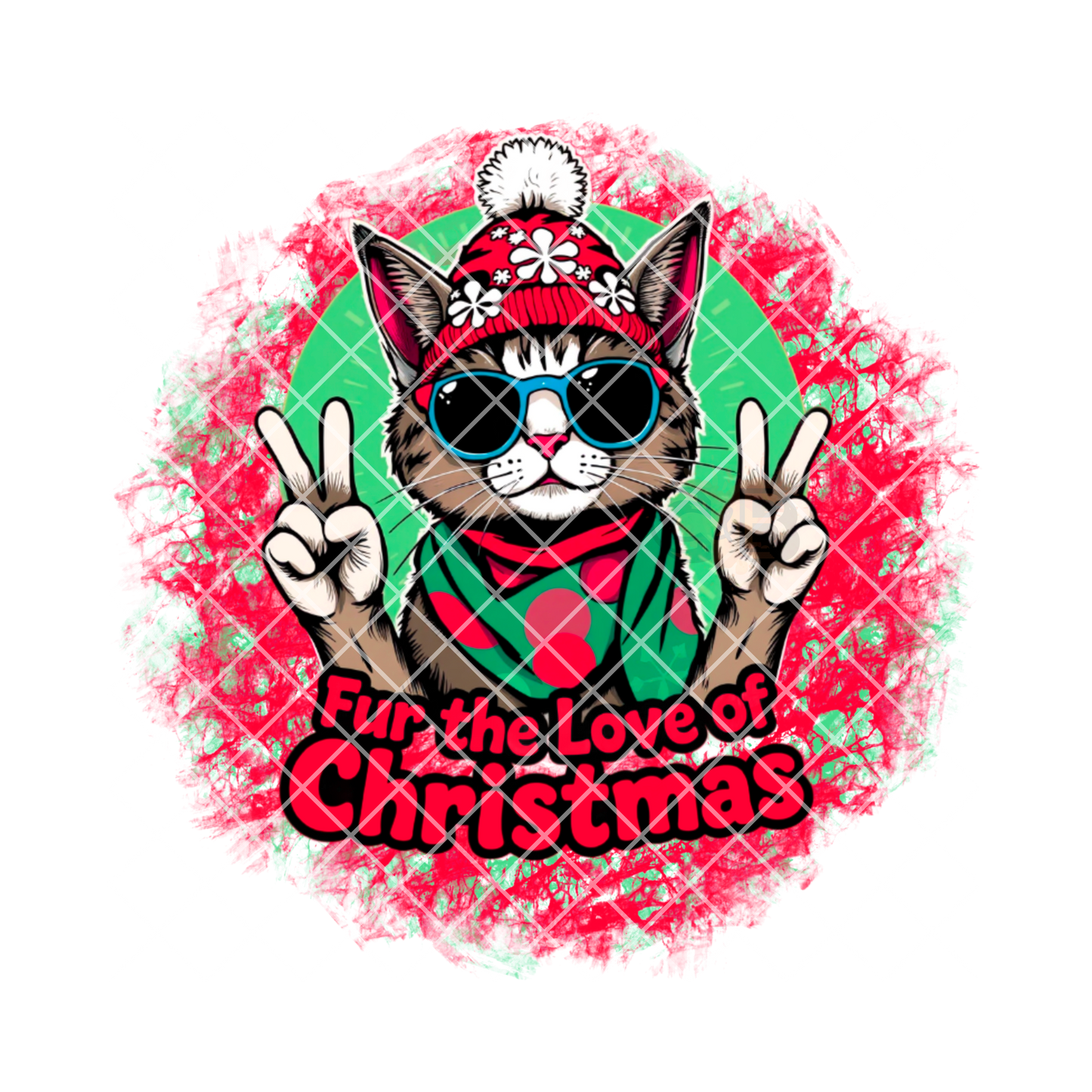 Fur the love of Christmas red and green film t shirt transfer