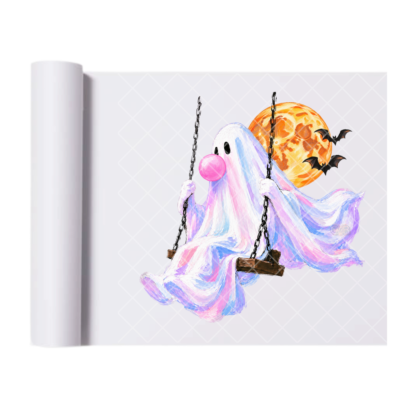 Boujie Ghost Swinging - Ready To Press Print Transfer for Apparel, Cotton, Polyester & Blends - High-Quality Print- Commercial Grade
