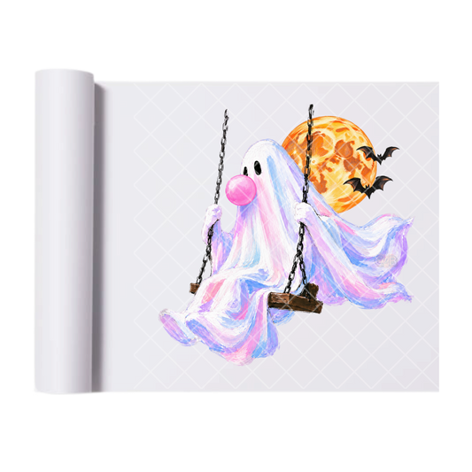 Boujie Ghost Swinging - Ready To Press Print Transfer for Apparel, Cotton, Polyester & Blends - High-Quality Print- Commercial Grade