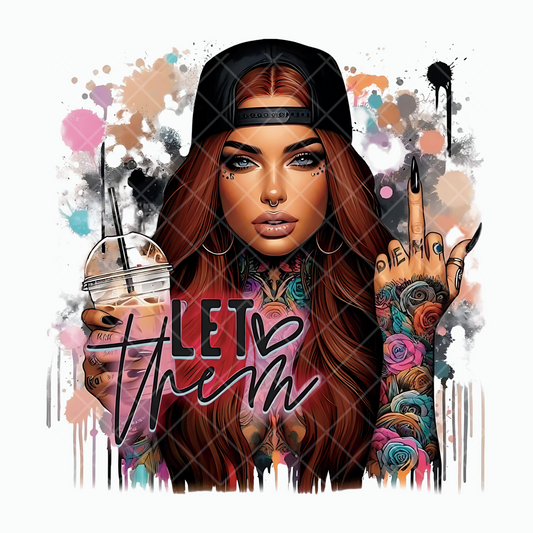 Let Them Babe Auburn Hair PNG File