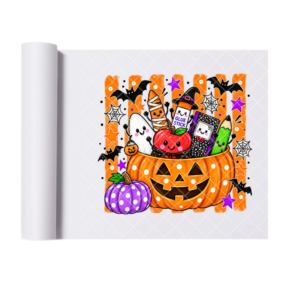 Teacher Halloween Pumpkin Supply Parade - Ready To Press Print Transfer for Apparel, Cotton, Polyester & Blends - High-Quality Print- Commercial Grade