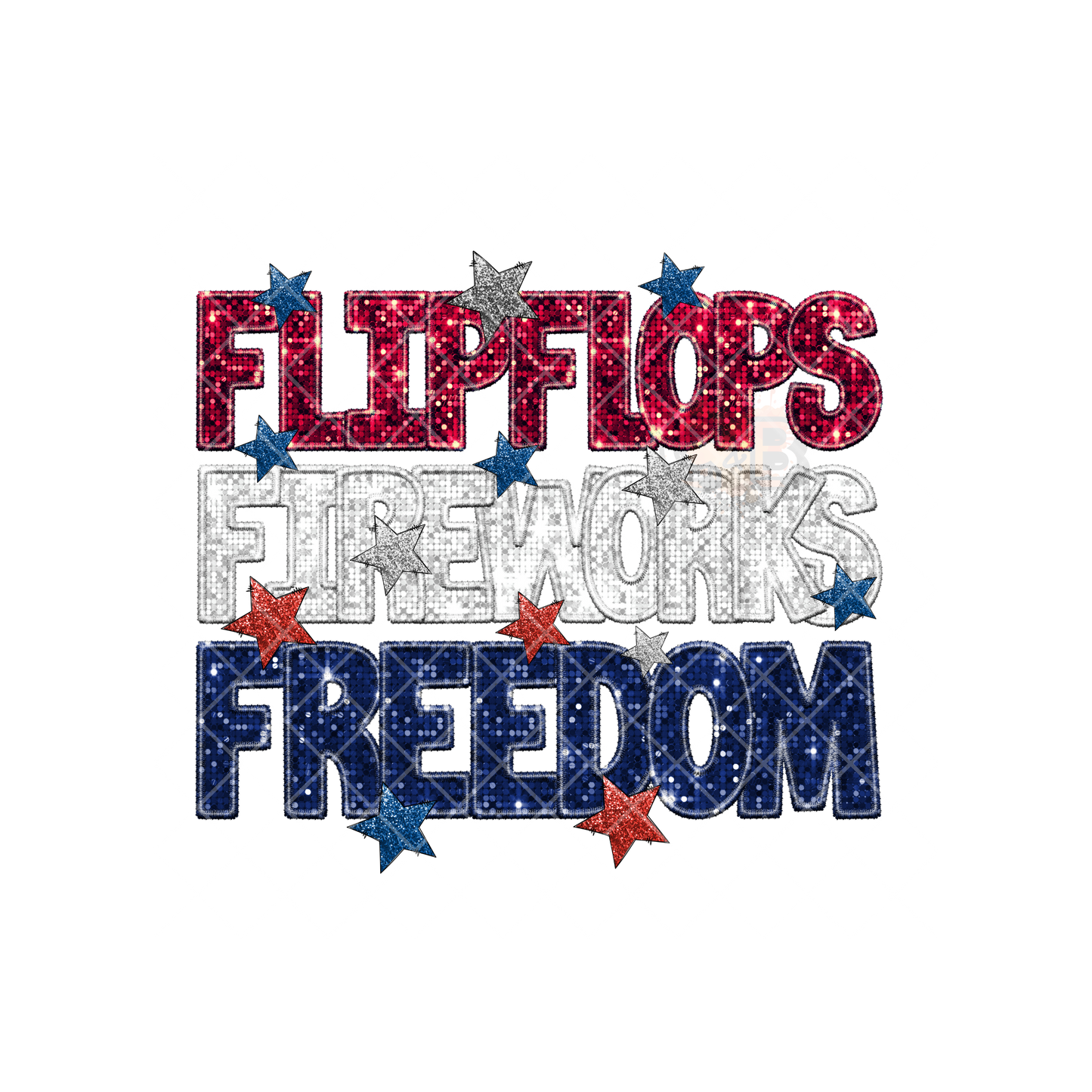 Flipflops Fireworks Freedom Glitter PNG