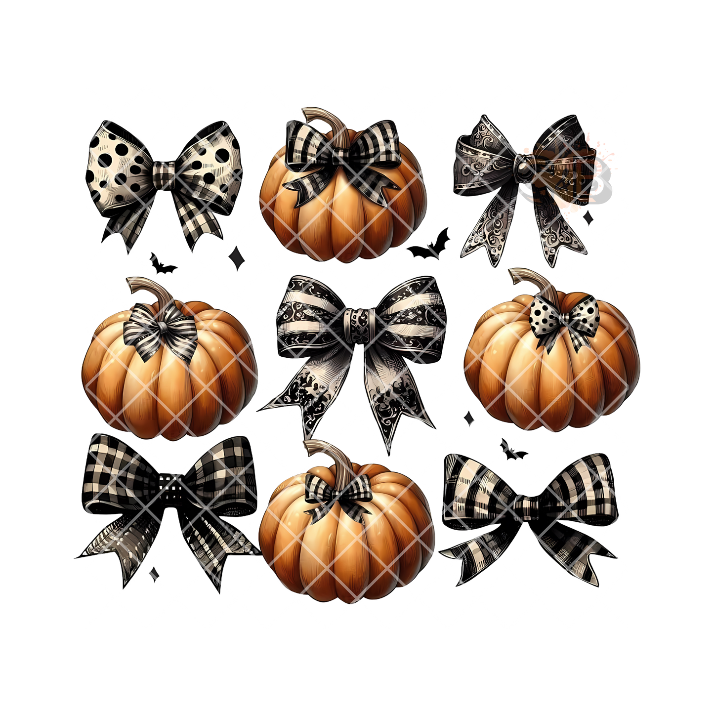 Pumpkins With Black Bows PNG