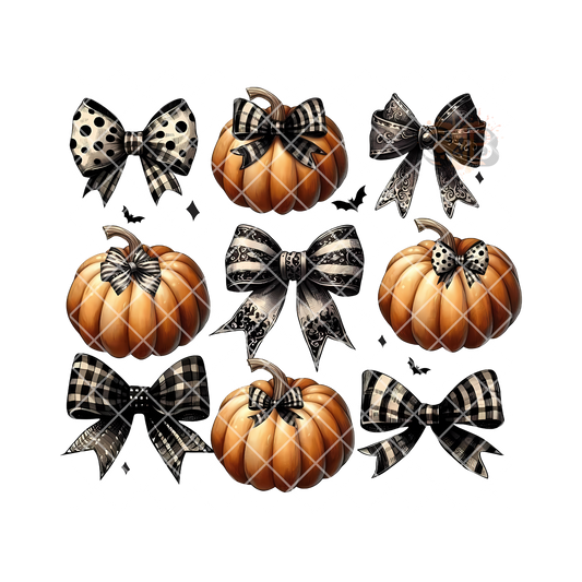 Pumpkins With Black Bows PNG