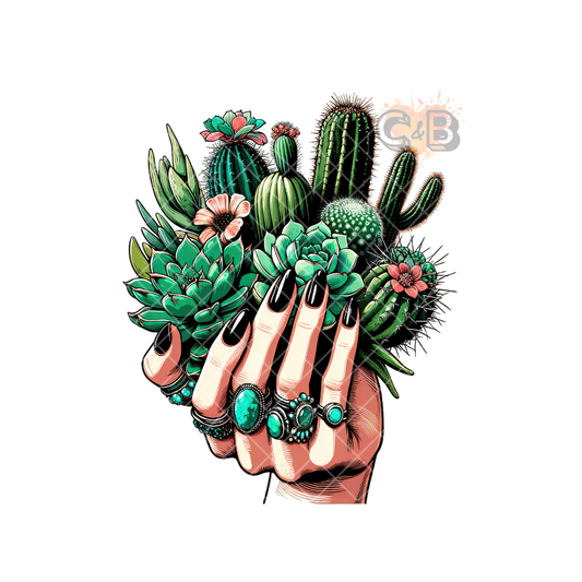 Hand With Succulents PNG