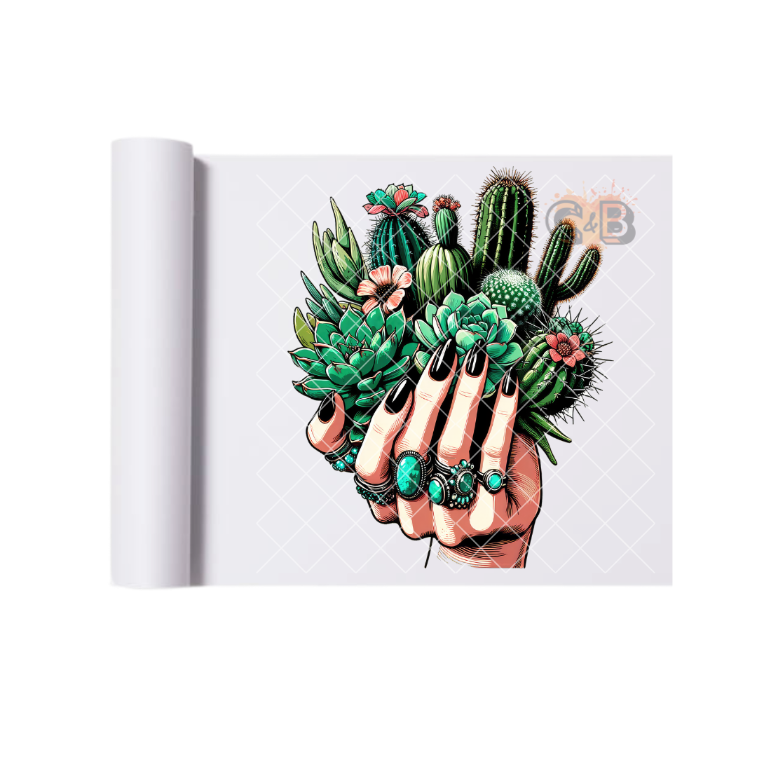 Hand with Succulents DTF Transfer