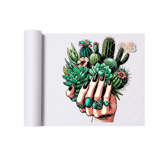 Hand with Succulents DTF Transfer