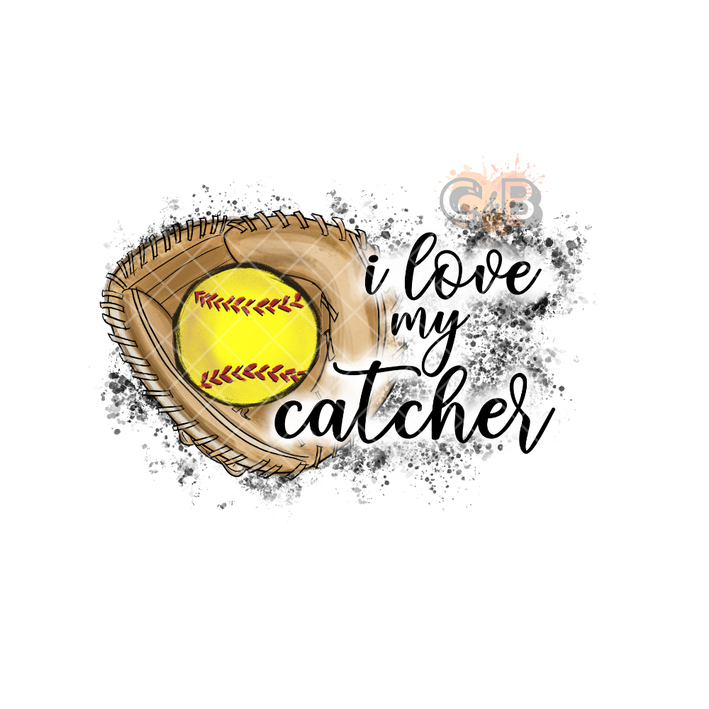 I Love My Catcher Softball PNG