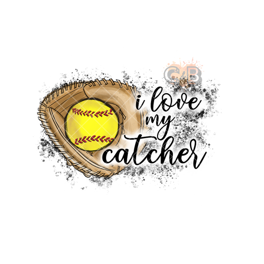 I Love My Catcher Softball PNG