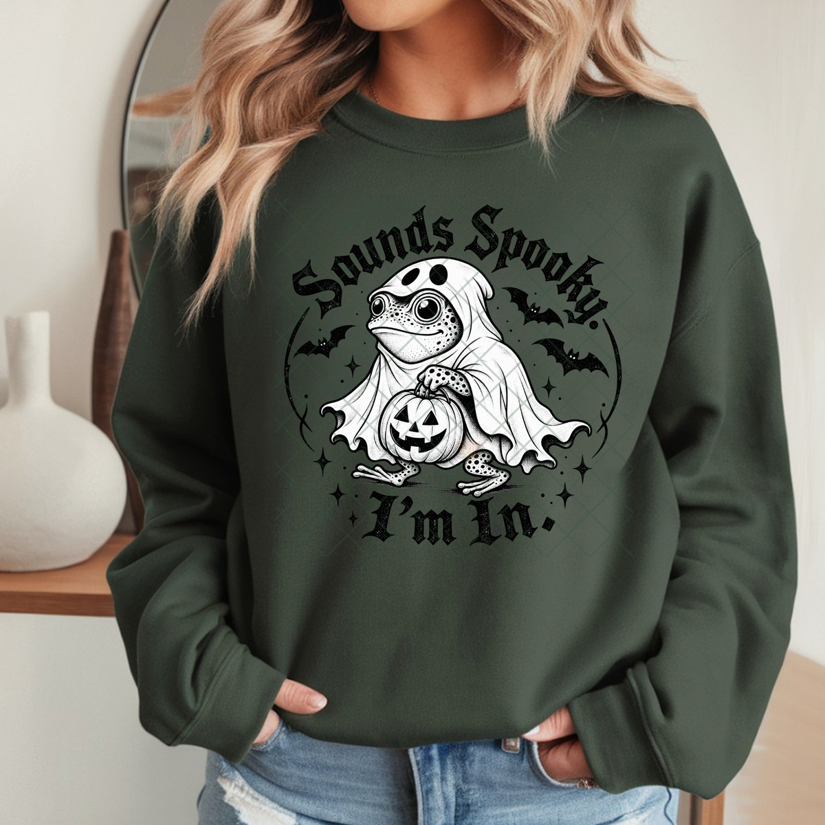 Sounds Spooky Ghost Frog - Premium Graphic T-Shirt for Casual Wear