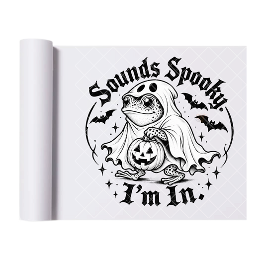 Sounds Spooky Ghost Frog - Ready To Press Print Transfer for Apparel, Cotton, Polyester & Blends - High-Quality Print- Commercial Grade