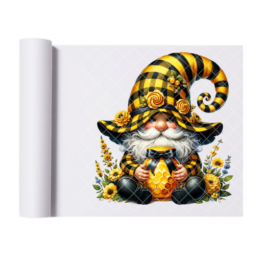 Wildflower Yellow Gnome - Direct Print Film Transfer for T-Shirts, Cotton, Polyester & Blends - High-Quality Print