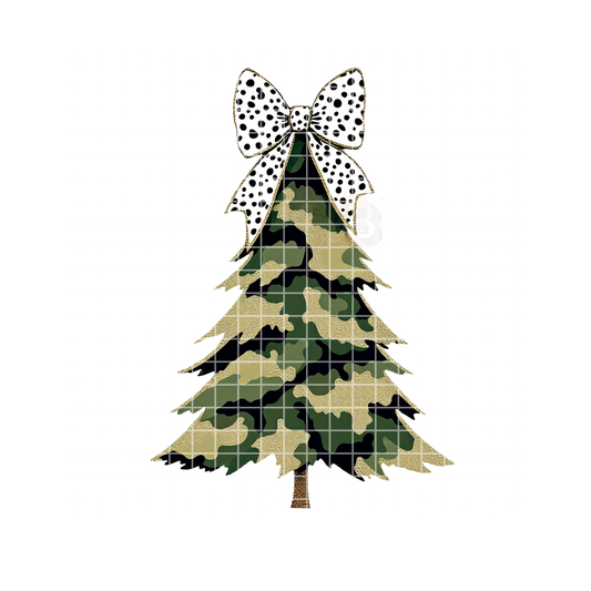 Camo Christmas Tree With Bow PNG