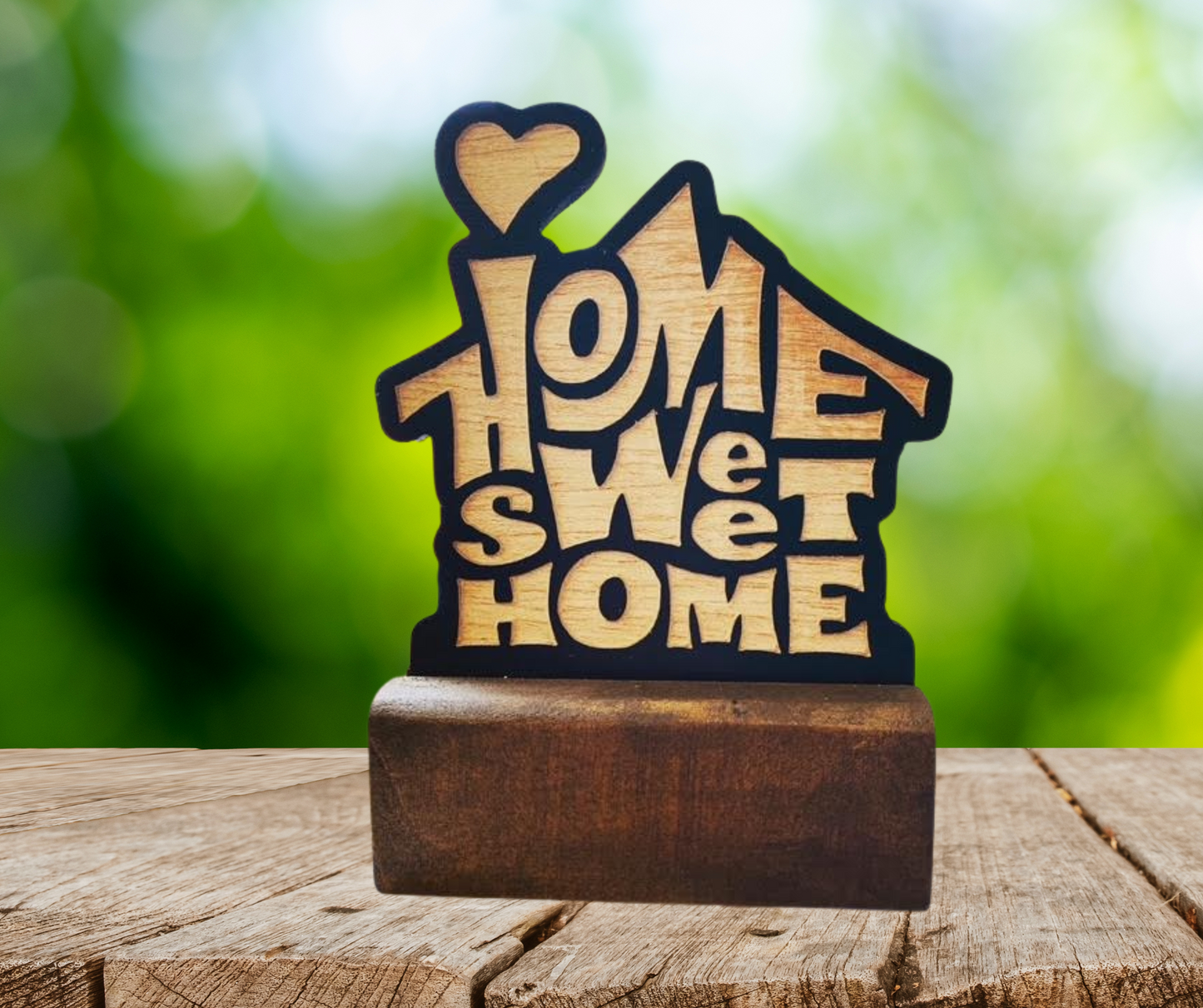 Home Sweet Home Handcrafted CNC Carved Wooden Decor – Rustic Home Accent