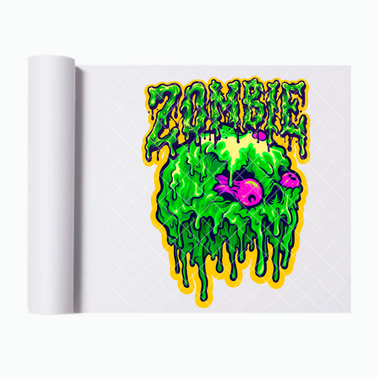 Halloween Green Purple Zomb - Ready To Press Print Transfer for Apparel, Cotton, Polyester & Blends - High-Quality Print- Commercial Grade