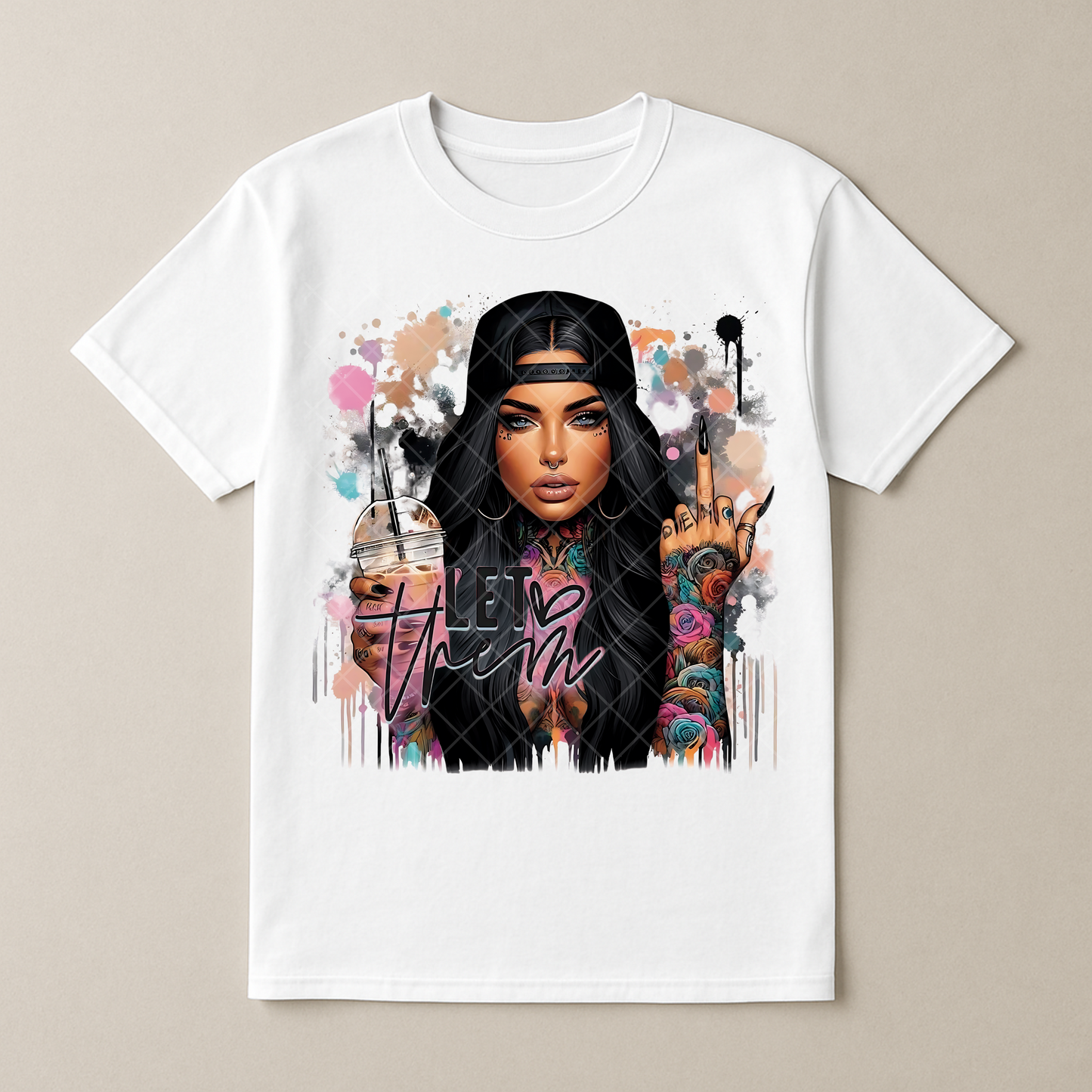 Let Them Babe Black Hair PNG File