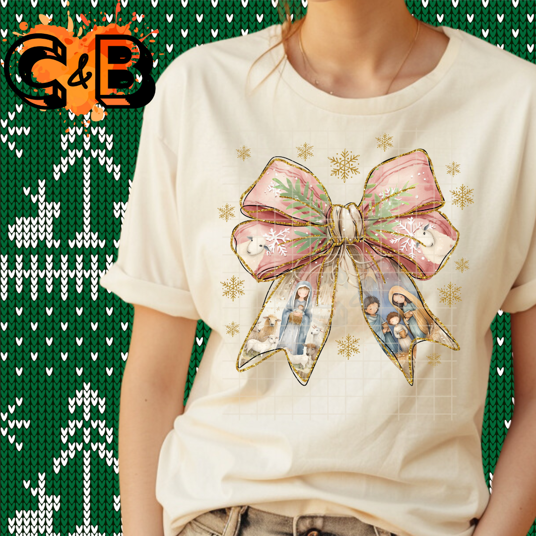 Pink Manger Bow film t shirt transfer