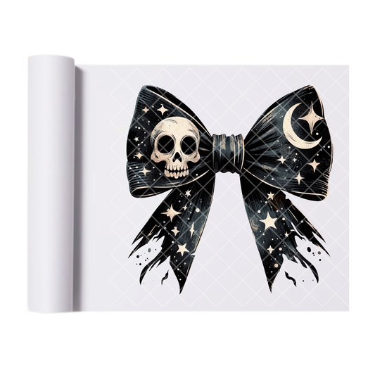 Dark Halloween Night Bow - Ready To Press Print Transfer for Apparel, Cotton, Polyester & Blends - High-Quality Print- Commercial Grade