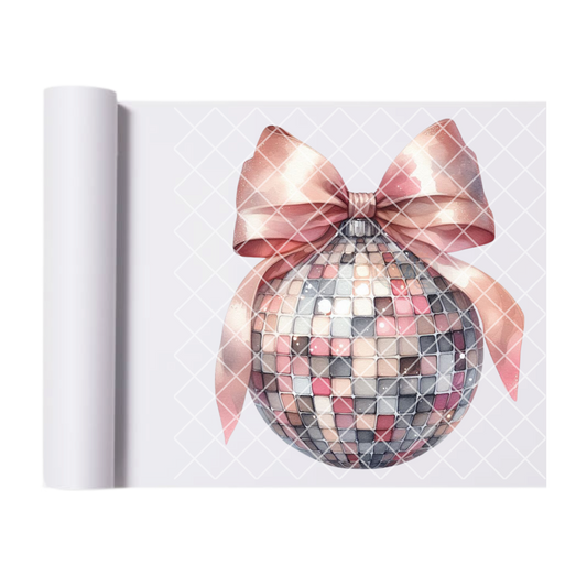 Pink bow disco ball film t shirt transfer