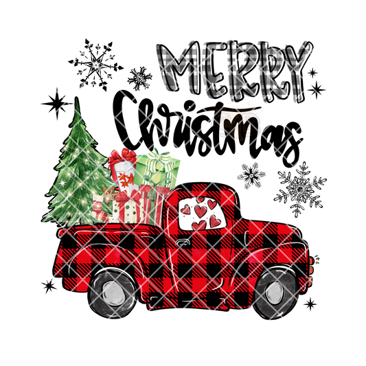 Red plaid Christmas pickup PNG