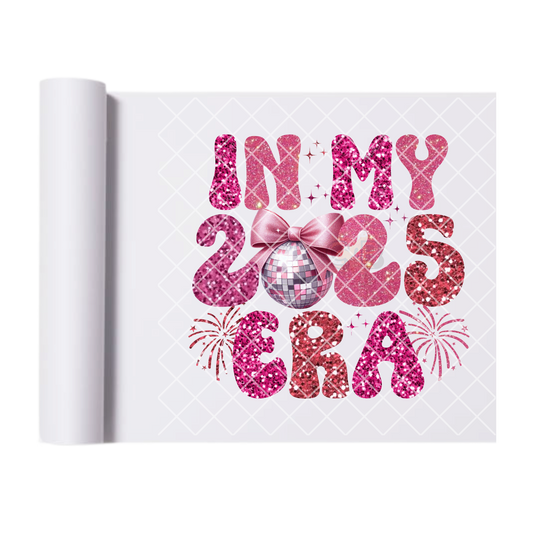 In my 2025 era pink glitter disco ball film t shirt transfer