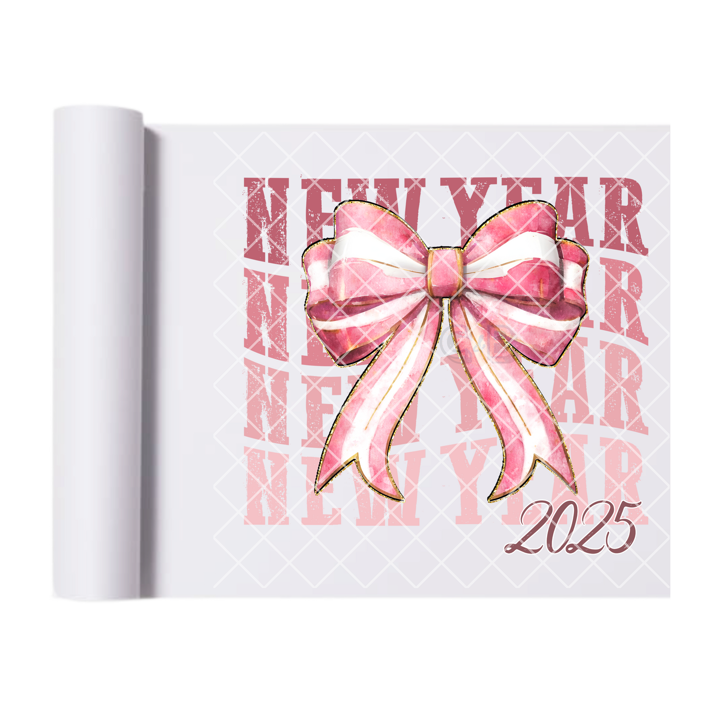 New year pink ribbon bow 2025 film t shirt transfer