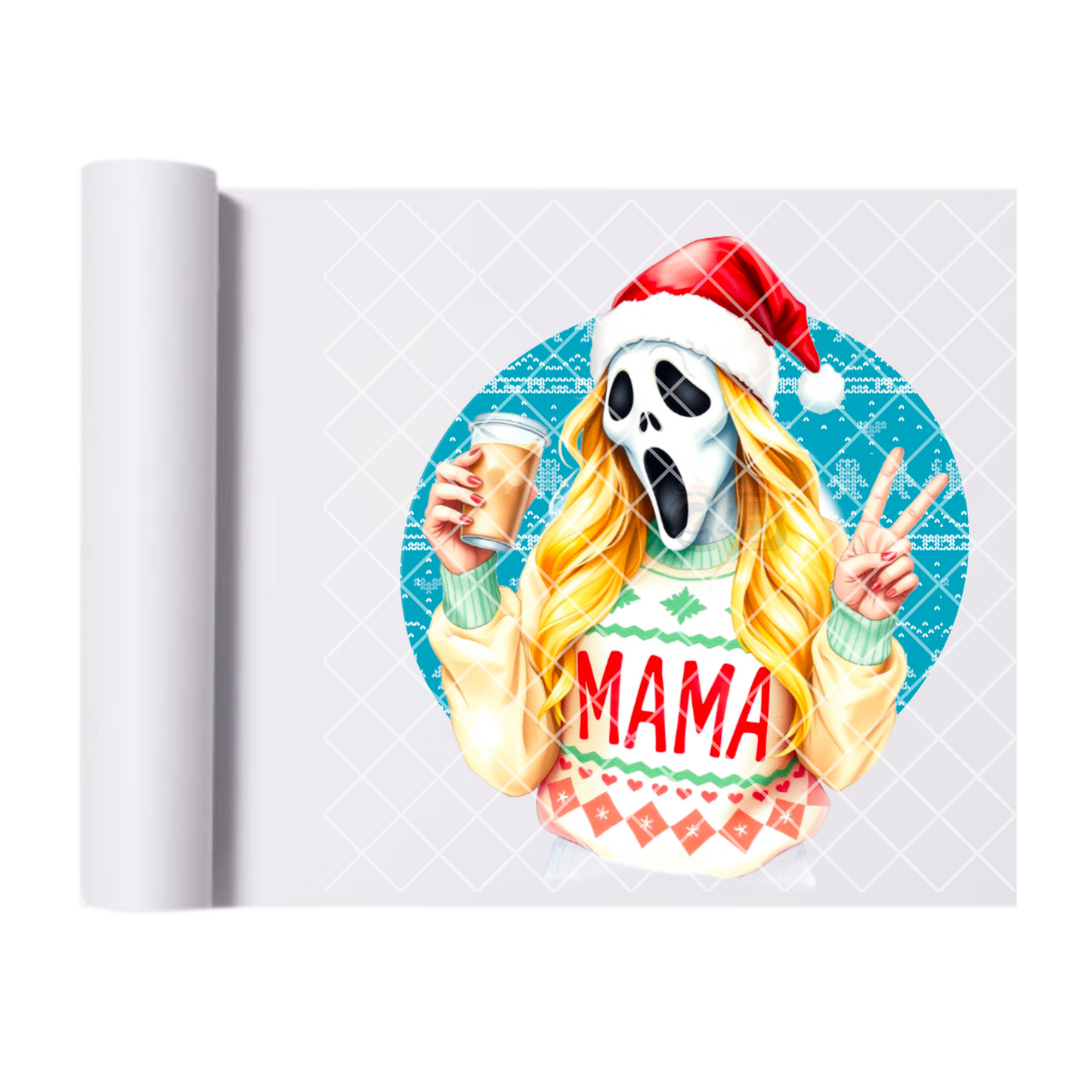 Ghostface christmas mama blue film t shirt transfer