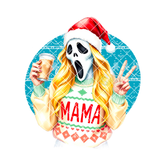 Ghostface christmas mama blue PNG