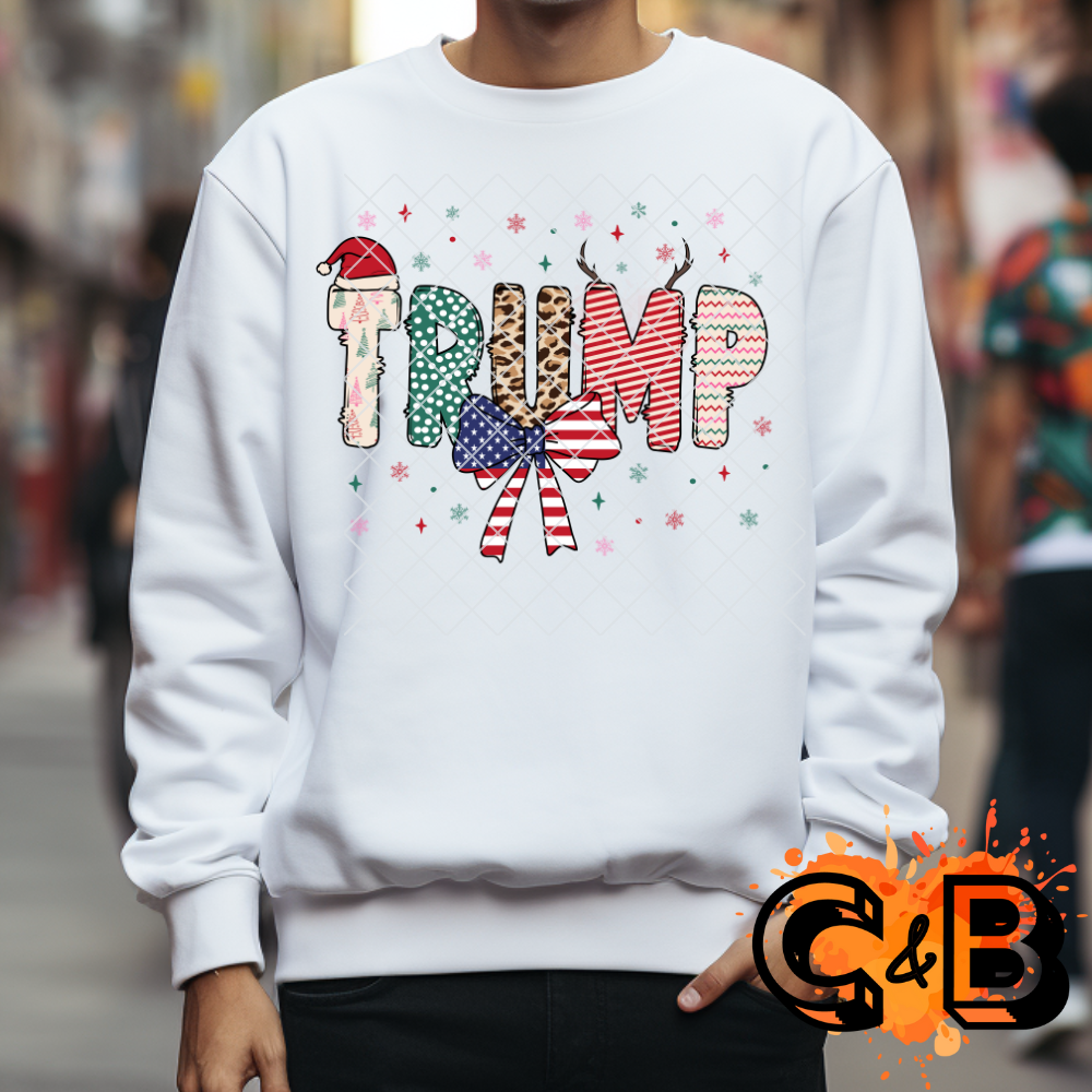 Trump multi pattern Christmas American flag bow film t transfer