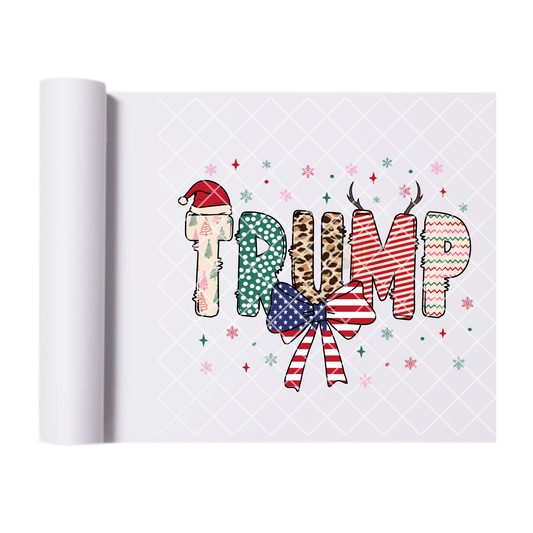 Trump multi pattern Christmas American flag bow film t transfer