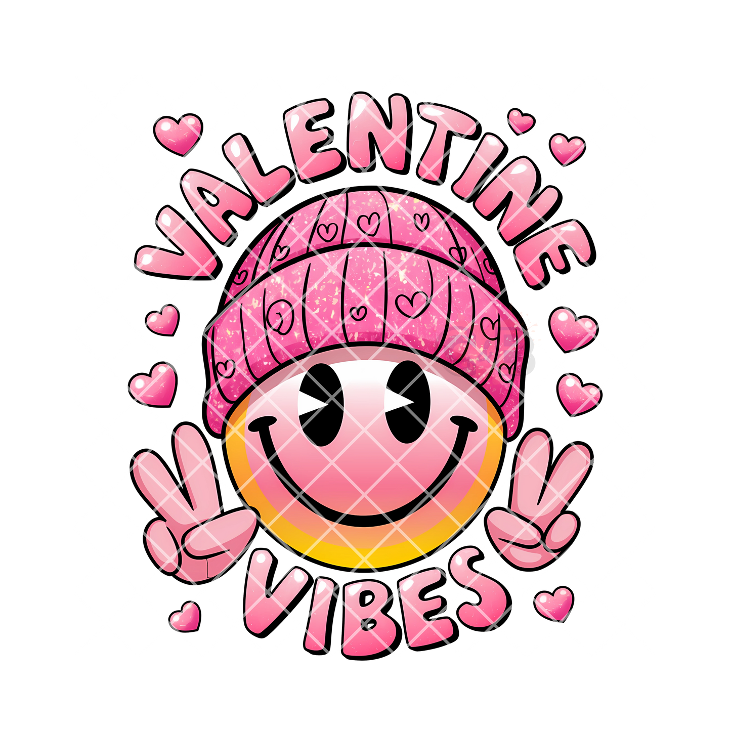 Valentines vibes pink smiley PNG