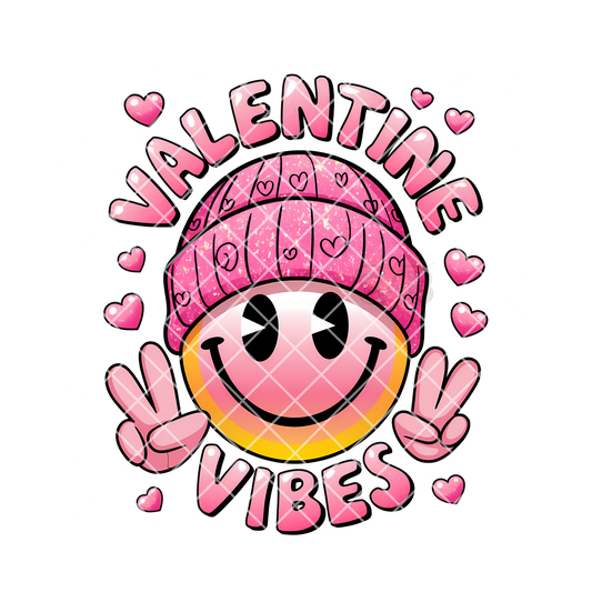 Valentines vibes pink smiley PNG