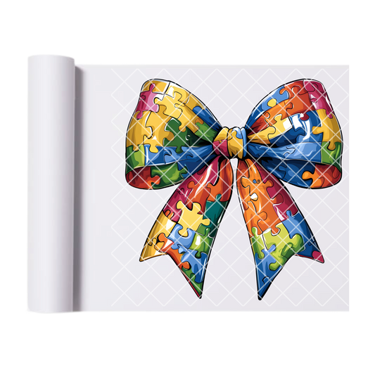 Autism awareness bow DTF film t shirt transfer