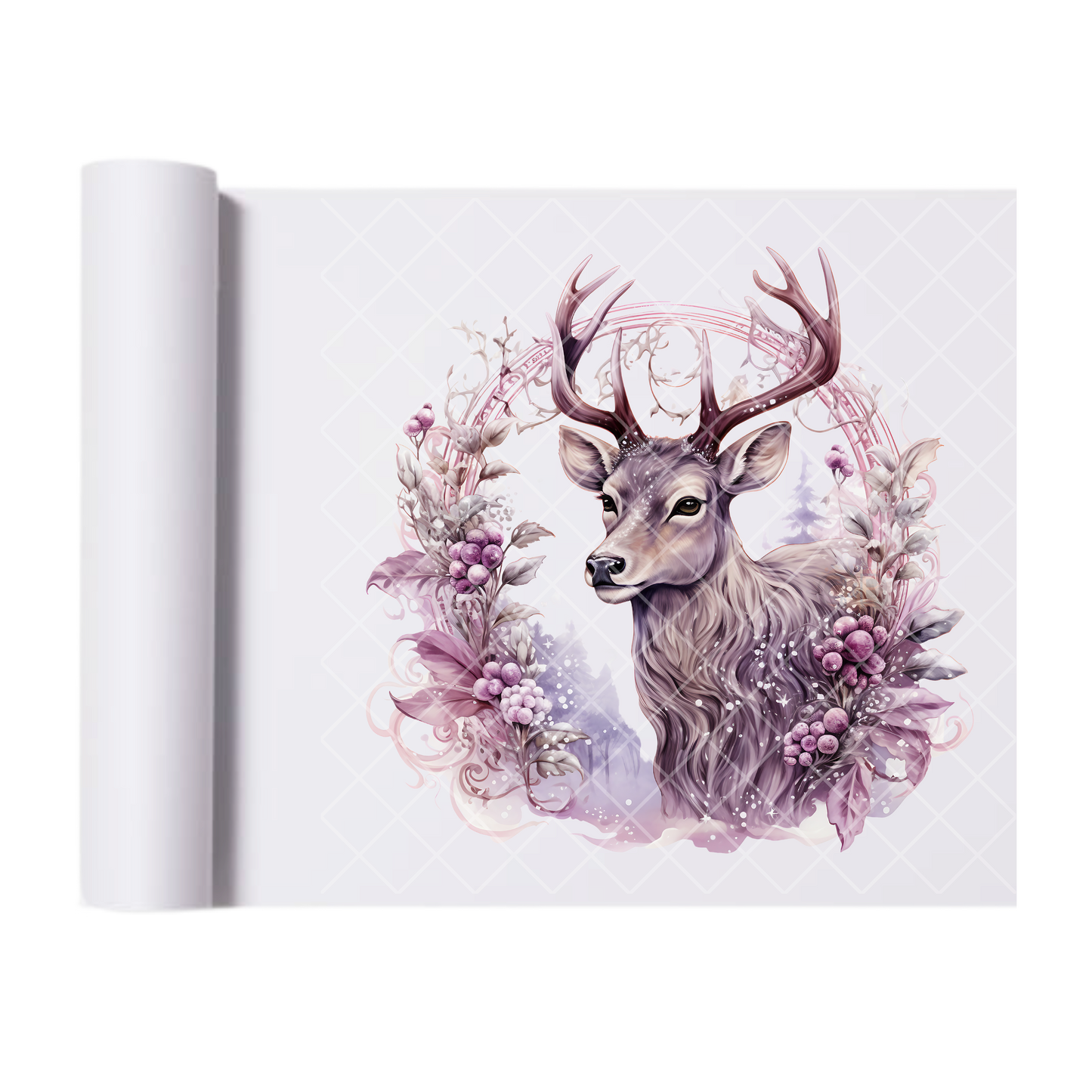 Violet Deer Bouquet Flowers - Direct Transfer Print, Ready To Press For T-Shirts, Cotton, Polyester & Blends - Tshirt Business Quality