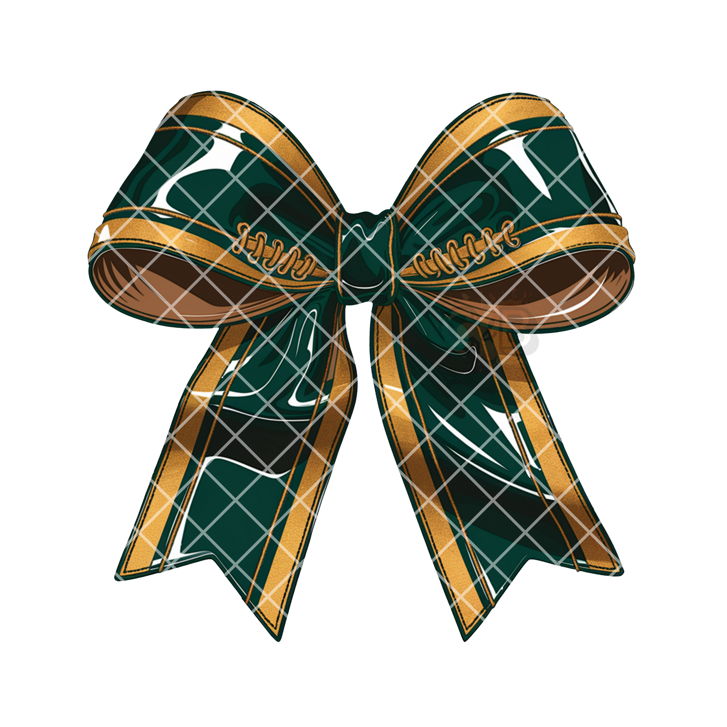 Green gold stripe bow PNG