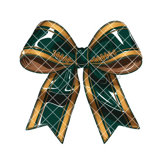 Green gold stripe bow PNG
