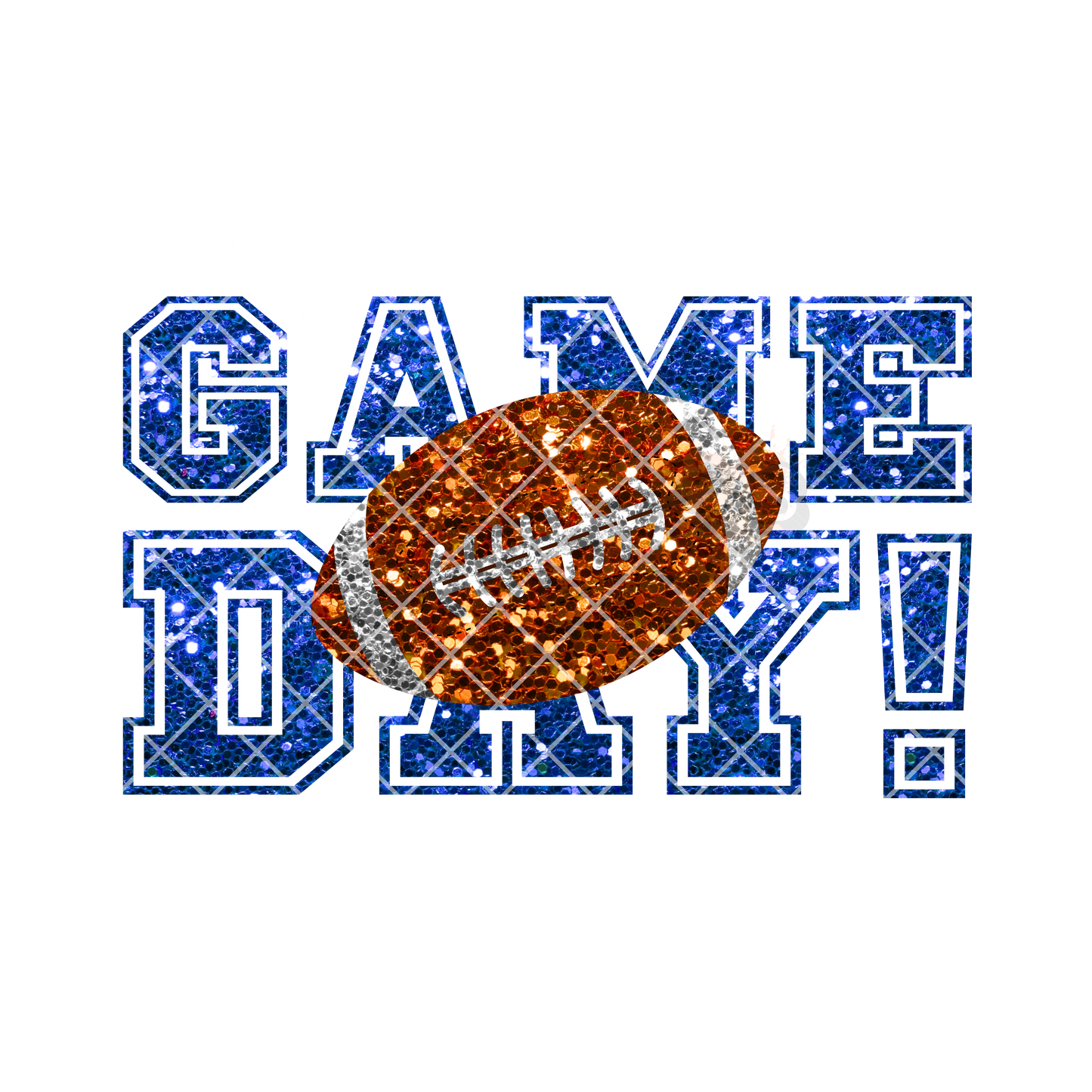 Glitter game day football blue font PNG