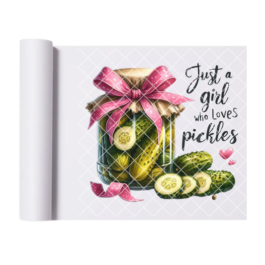 A girl who loves pickles DTF film t shirt transfer
